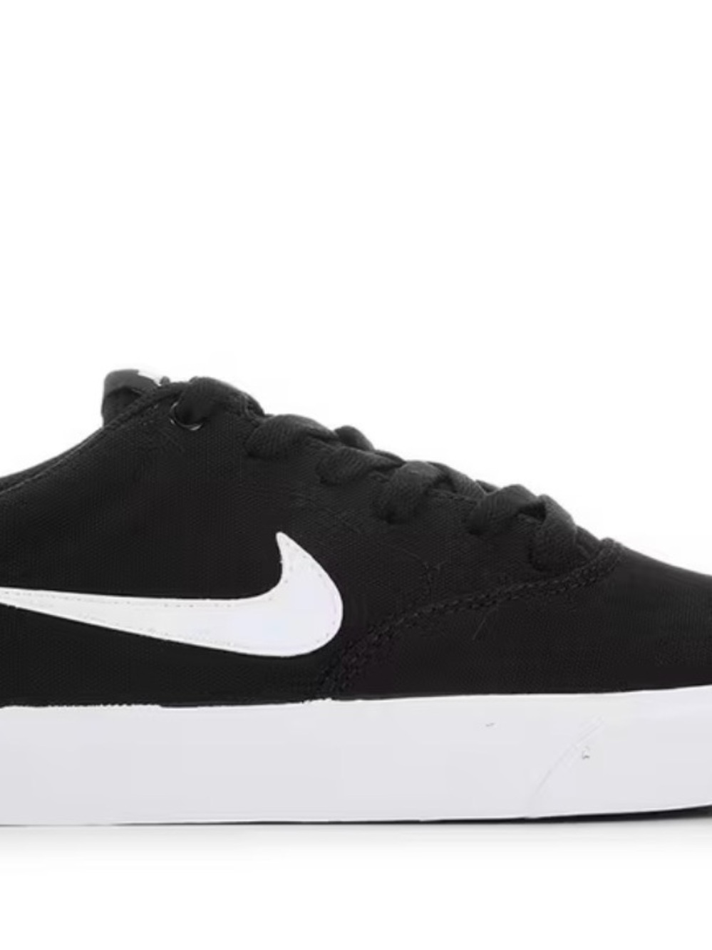 Nike Men’s Black Canvas Low-Top Sneaker with White Swoosh